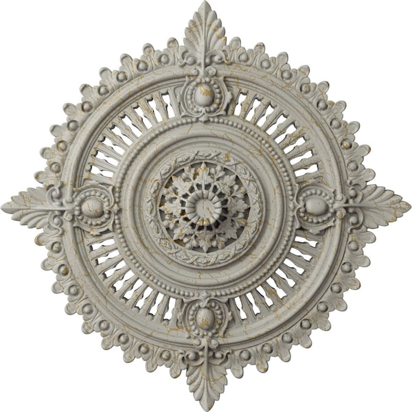 Ekena Millwork Haylynn Ceiling Medallion (Canopies up to 1 1/4"), 29 1/8"OD x 1 1/4"ID x 4"P, Pot of Cream Crackle CM29HYPCC - main